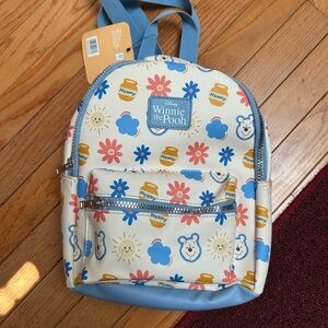 Disney Winnie the Pooh Kids Backpack - Blue and Cream Floral